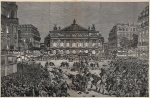 Zamieszki w Paryżu przeciwko wykonaniu „Lohengrina” Ryszarda Wagnera w Palais Garnier 1891 - Demonstration patriotique, place de l