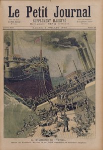 Wypadek na pokładzie „Victoria”, śmierć admirała Tyrona oraz 359 oficerów i angielskich marynarzy, ilustracja z „Le Petit Journal”, 8 lipca 1893