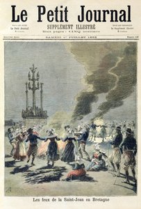 Ogniska rozpalone z okazji przesilenia letniego w Bretanii, przednia okładka „Le Petit Journal”, 1 lipca 1893 (kolorowe grawerowanie)