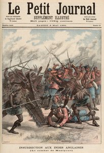 Bitwa pod Manipur, z „Le Petit Journal”, 2 maja 1891 (kolorowa grawerunek)