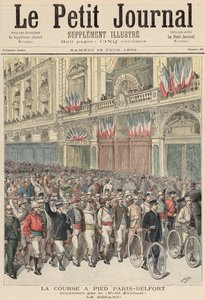 Start wyścigu drogowego z Paryża do Belfort, z „Le Petit Journal”, 18 czerwca 1892 r. autorstwa Fortune Louis Meaulle and Henri Meyer