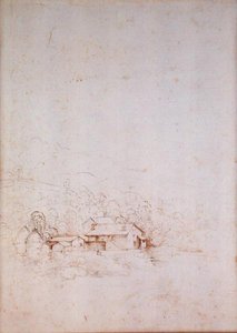 Farma wśród drzew (verso) (długopis, brązowy i czarny tusz na papierze) (odbyt. patrz 152660) autorstwa Fra Bartolomeo