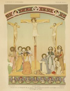 Ukrzyżowanie Jezusa Chrystusa, fresk w klasztorze San Marco, Florencja (chromolitho) autorstwa Fra (after) Angelico
