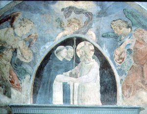 Chrystus z pielgrzymami (fresk) autorstwa Fra (c.1387 1455) Angelico