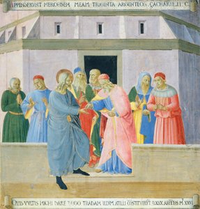 Wstawka przedstawiająca Judasza odbierającego nagrodę, panel z Armadio degli Argenti (Srebrna Skrzynia) z życiem Jezusa autorstwa Fra (c.1387 1455) Angelico