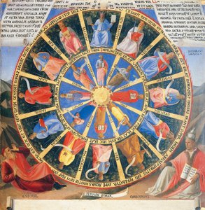 Wstawka przedstawiająca Mystic Wheel z postaciami proroków i ewangelistów, panel z Armadio degli Argenti (Srebrna Skrzynia) z życiem Jezusa