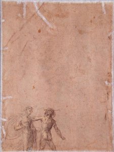 Dwie figury (verso) (czarna i żółta kreda podkreślona białą na papierze) (odbytnicy patrz 152658) autorstwa Fra 1472 1517 Bartolommeo