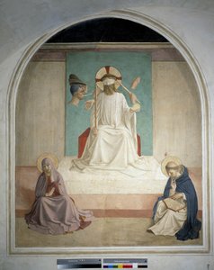 Chrystus drwi z Dziewicy i św. Hieronima. Fresk Guido di Pietro autorstwa Fra Angelico