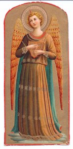 Kolorowy druk litograficzny Fra Angelico Anioł instrument muzyczny, ok. 1900 r. 1910 autorstwa Fra Angelico