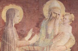 Ofiarowanie w świątyni, szczegół autorstwa Fra Angelico