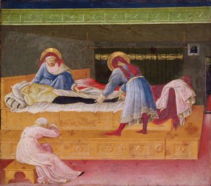 Święci Kosma i Damian uzdrawiają Justina, 1445 autorstwa Fra Angelico