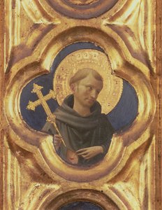 Ołtarz Santa Trinita, detal głowy św. Franciszka, ok. 1434 tempera i złoto na panelu autorstwa Fra Angelico
