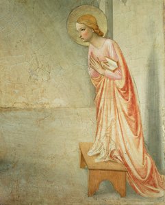 Zwiastowanie, fragment Matki Boskiej, fresk z 1442 r. zob. 72388 autorstwa Fra Angelico