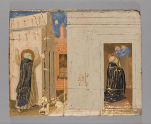 Die Vision von Papst Innozenz III.; Heilige Petrus und Paulus erscheinen dem Heiligen Dominikus
