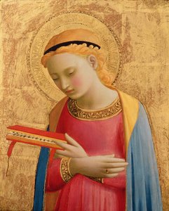 Marii Annunciate, 1450-55 (złoty liść i tempera na desce) (patrz także 139311)