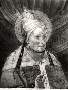 Aleksander I (zm. 115) z Kaplicy Sykstyńskiej (fresk) (zdjęcie czarno-białe) autorstwa Fra Diamante