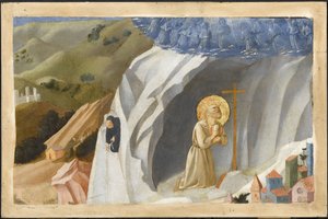 Św. Benedykt kuszony na pustyni, 1430 autorstwa Fra Giovanni Angelico da Fiesole