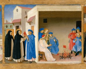 Spór św. Dominika i Cud Księgi Predelli retabulum Koronacja św. autorstwa Fra Giovanni Angelico da Fiesole