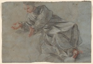 Mnich siedzący z wyciągniętymi ramionami [Studium dla Dziewicy w wizji błogosławionej Felice da Cantalice] autorstwa Fra Semplice da Verona