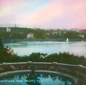 Widok z Oscarshall, Christiania, Oslo, Norwegia, koniec XIX-początek XX wieku.