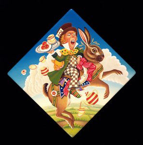 A Mad Tea Party, 2008 (olej i tempera na panelu) autorstwa Frances Broomfield