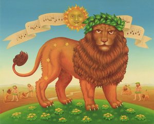 Leo, 1989 (olej i tempera na panelu) autorstwa Frances Broomfield
