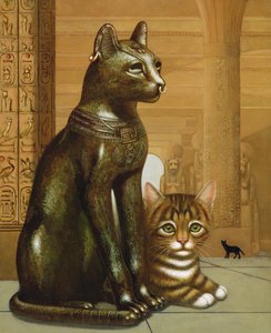 Mike the British Museum Kitten, 1995 (olej i tempera na panelu) autorstwa Frances Broomfield