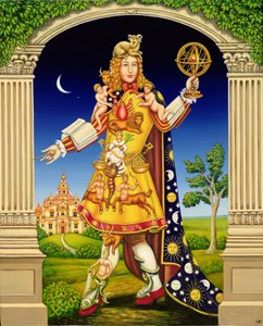 Ogród astrologów, 2000 (olej i tempera na panelu) autorstwa Frances Broomfield