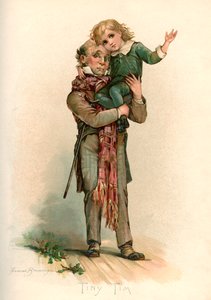 Bob Cratchit niosący małego Tima autorstwa Frances Brundage