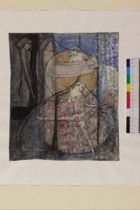 Kobieta stojąca za słońcem, ok. 1912-15 (ołówek i akwarela na papierze)