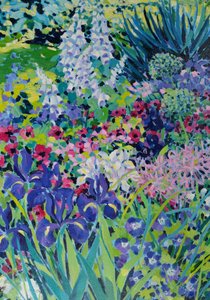 Early Summer Border (Iris and White Foxgloves), 2022 (akryl na płótnie)