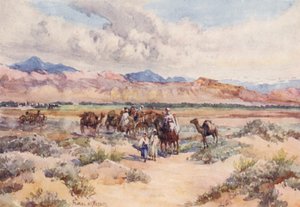 Karawana na Saharze (kolorowa litografia) autorstwa Frances Nesbitt