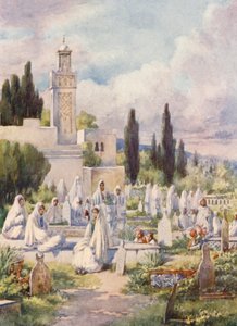 Piątek na cmentarzu, Algier (kolorowa litografia) autorstwa Frances Nesbitt