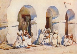 Na rynku, Biskra (kolorowa litografia) autorstwa Frances Nesbitt