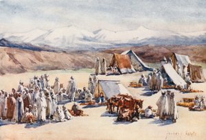 Dzień targowy, Timgad (kolorowa litografia) autorstwa Frances Nesbitt