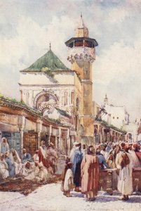 Meczet Sidi Ben Ziad, Tunis, dzień aukcji (kolorowa litografia) autorstwa Frances Nesbitt