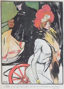 Karykatura przedstawiająca dorożkarza z kurtyzaną, 1901