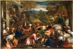 La Montee au Calvaire - Jezus Chrystus niosący krzyż ... autorstwa Francesco (1549 92) Bassano