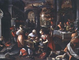 Łazarz na uczcie nurkowań autorstwa Francesco (circle of) Bassano