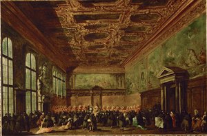 La salle du college au palais des Doges a Venise - Sala rady w pałacu dożów, Wenecja ...