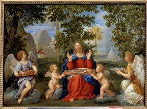 Chrystus w służbie aniołów - Obraz Francesco Albani dit l