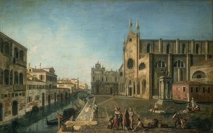 Widok Wenecji z kościołem Santi Giovanni e Paolo. 1735-1740