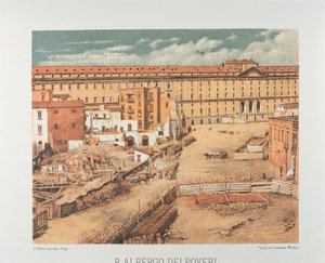 Włochy, Neapol, Albergo dei Poveri (Hospicjum dla Ubogich) 1889 (litografia)