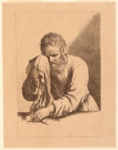 Stary człowiek płacz, według rysunku Guercino