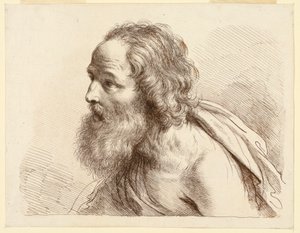 Portret starca z brodą z nagimi ramionami