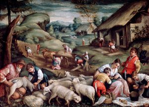Lato. Strzyżenie owiec, c1570-c1580