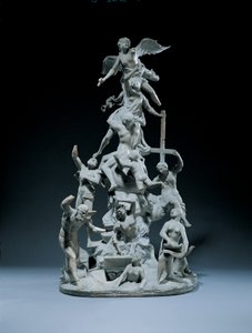 Rzeźbiona alegoryczna grupa przedstawiająca Zmartwychwstanie (biały marmur) autorstwa Francesco Bertos
