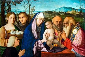 Ofiarowanie Jezusa w świątyni autorstwa Francesco Bissolo