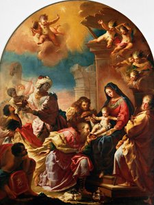 Pokłon Trzech Króli, Francesco Conti (1681-1760), Kościół Najświętszej Marii Panny Wniebowzięcia w Montedomini, Florencja, Toskania, Włochy autorstwa Francesco Conti
