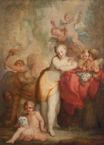 Alegoria występku i cnoty (olej na płótnie) autorstwa Francesco Corneliani